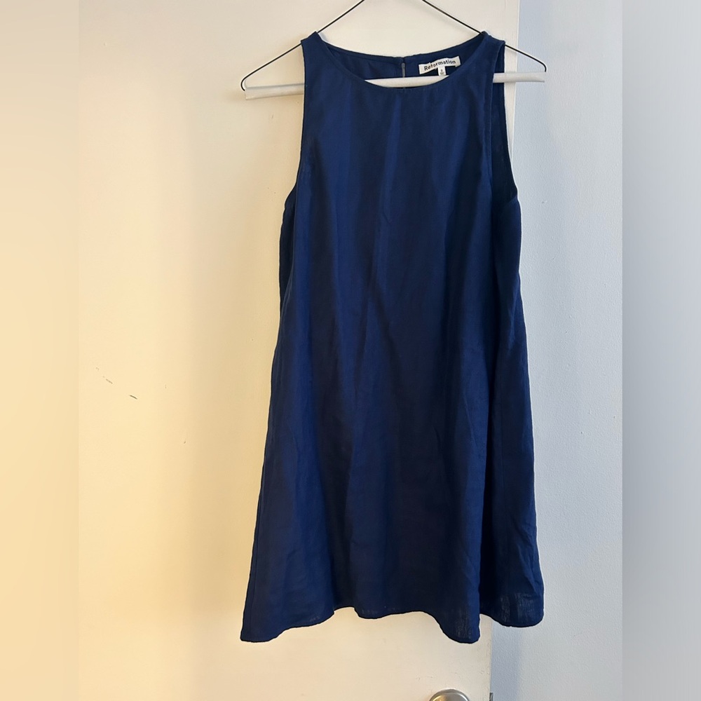 Reformation linen navy dress